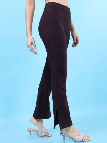 Women's Straight Leg Tapered Pants With Slit