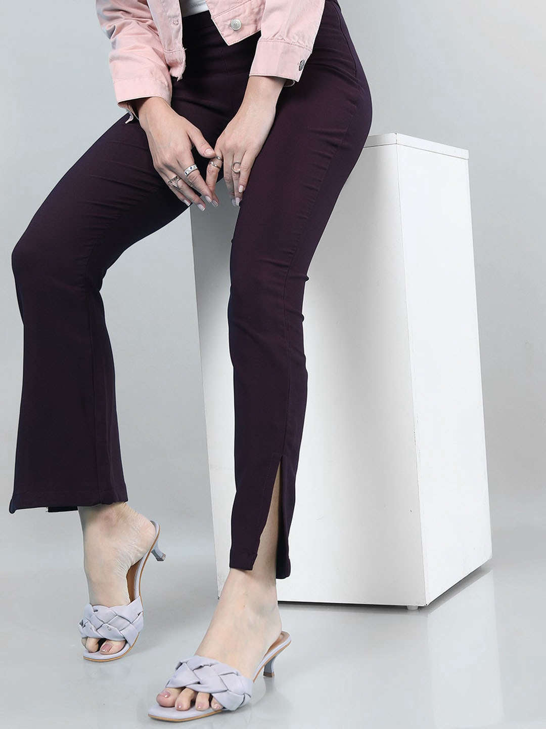 Women's Straight Leg Tapered Pants With Slit