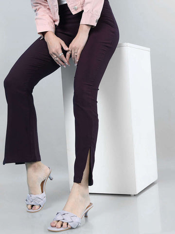 Women's Straight Leg Tapered Pants With Slit