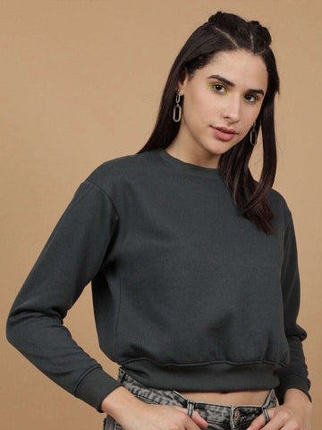 Women's Solid Regular Fit Sweatshirt