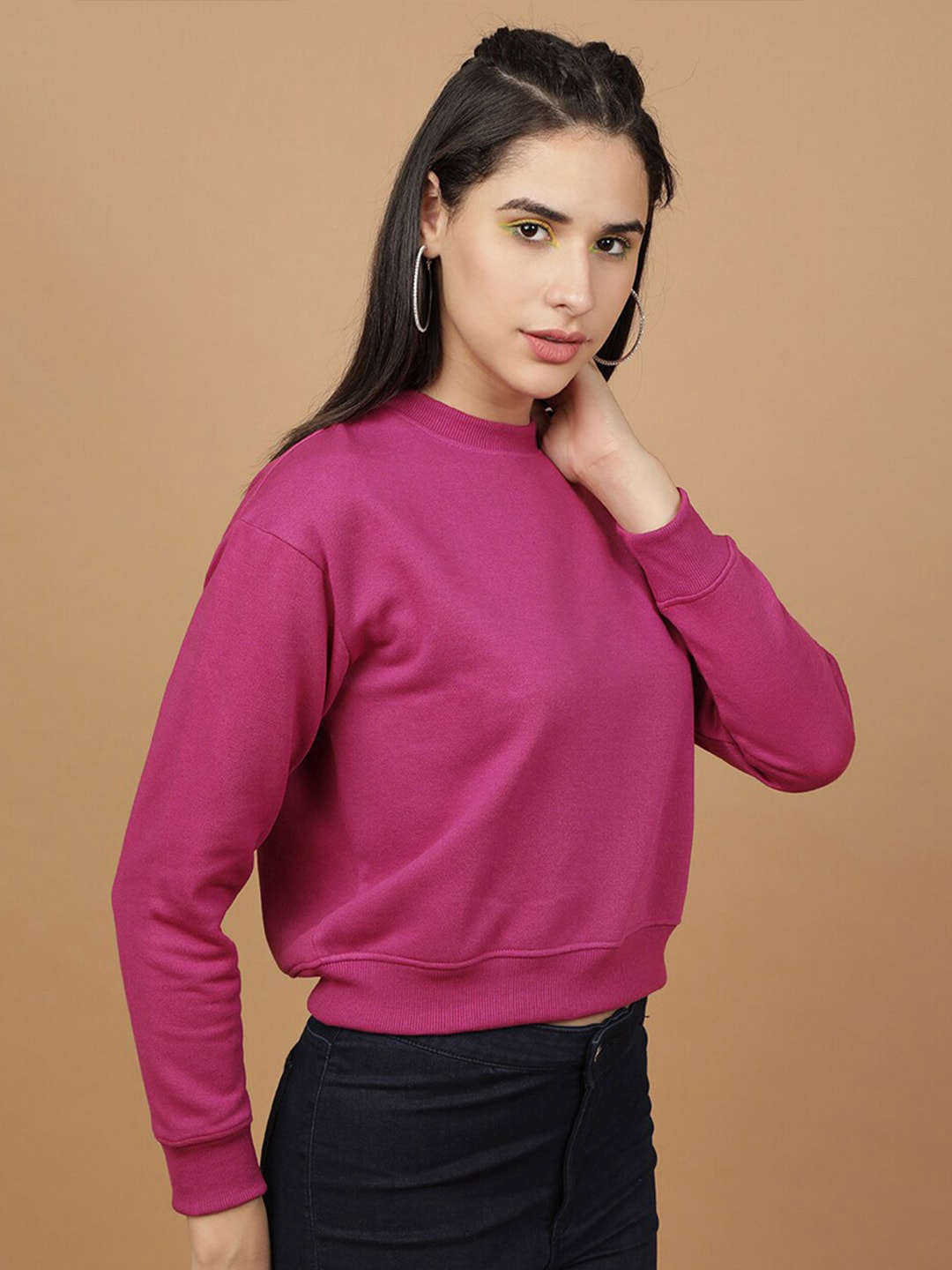 Women's Solid Regular Fit Sweatshirt