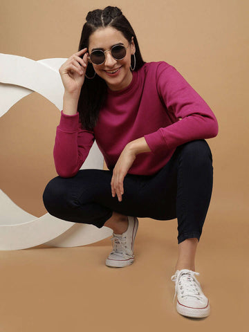 Women's Solid Regular Fit Sweatshirt