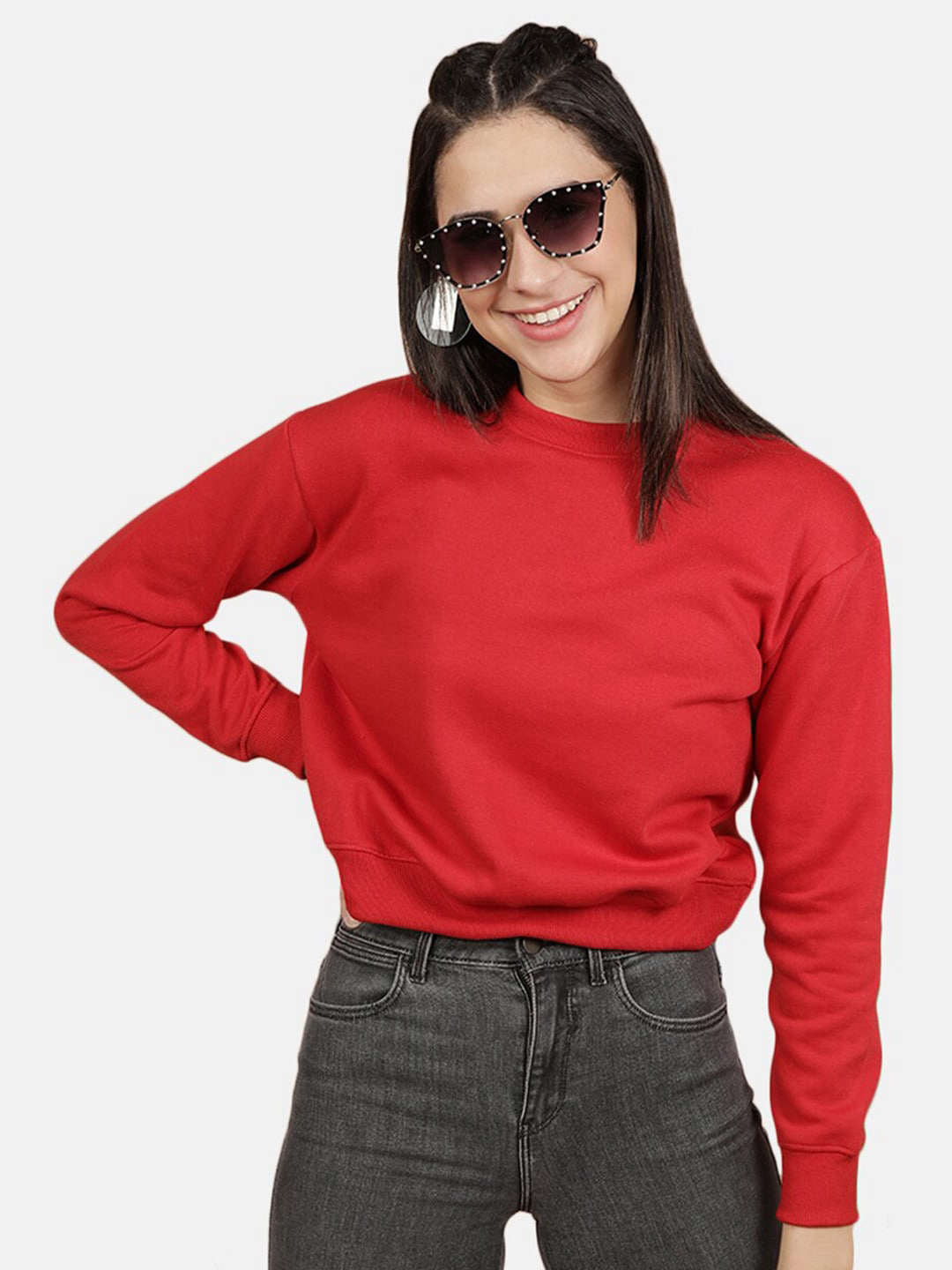 Women's Solid Regular Fit Sweatshirt
