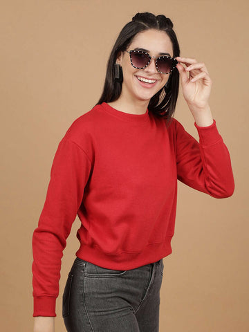 Women's Solid Regular Fit Sweatshirt