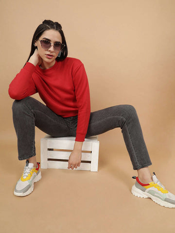 Women's Solid Regular Fit Sweatshirt