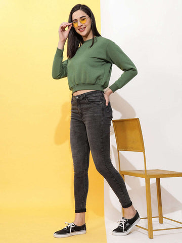 Women's Solid Regular Fit Sweatshirt