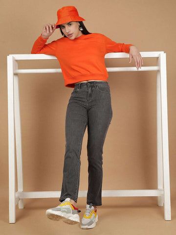 Women's Solid Regular Fit Sweatshirt