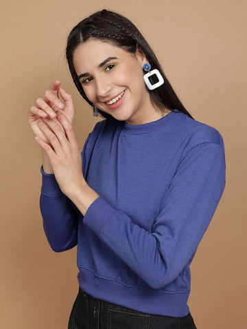 Women's Solid Regular Fit Sweatshirt