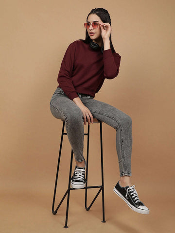 Women's Solid Regular Fit Sweatshirt