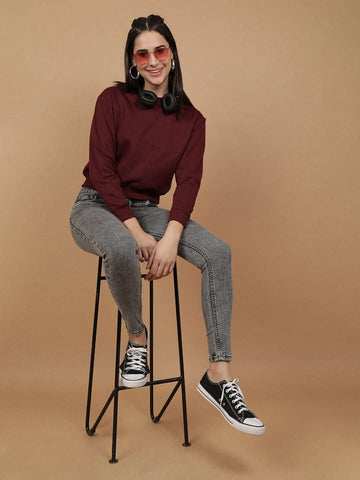 Women's Solid Regular Fit Sweatshirt