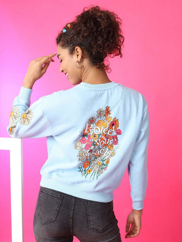 Women's Back Printed Regular Fit Sweatshirt