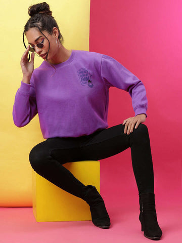 Women's Back Printed Regular Fit Sweatshirt