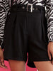 Women's Solid Belted Shorts