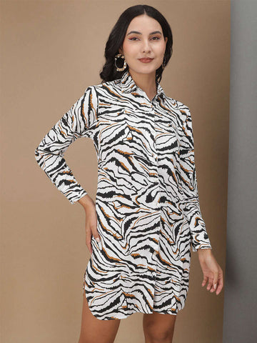 Women's Animal Printed Shirt Dress