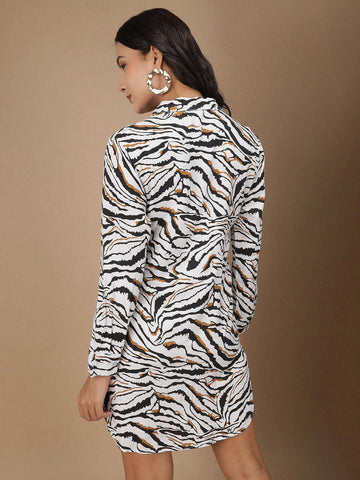 Women's Animal Printed Shirt Dress
