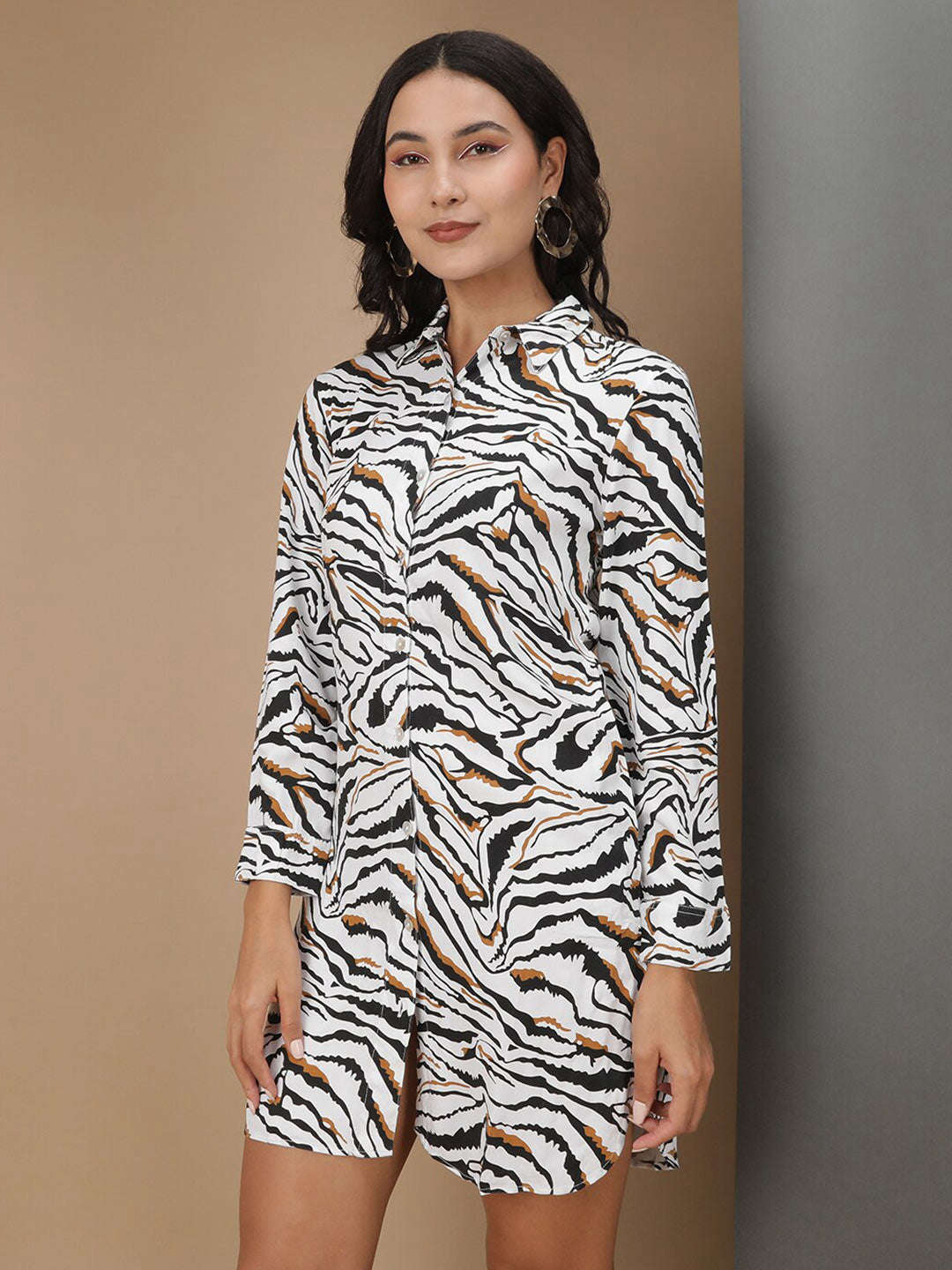 Women's Animal Printed Shirt Dress
