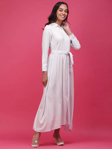 Women's Solid Long Shirt Dress