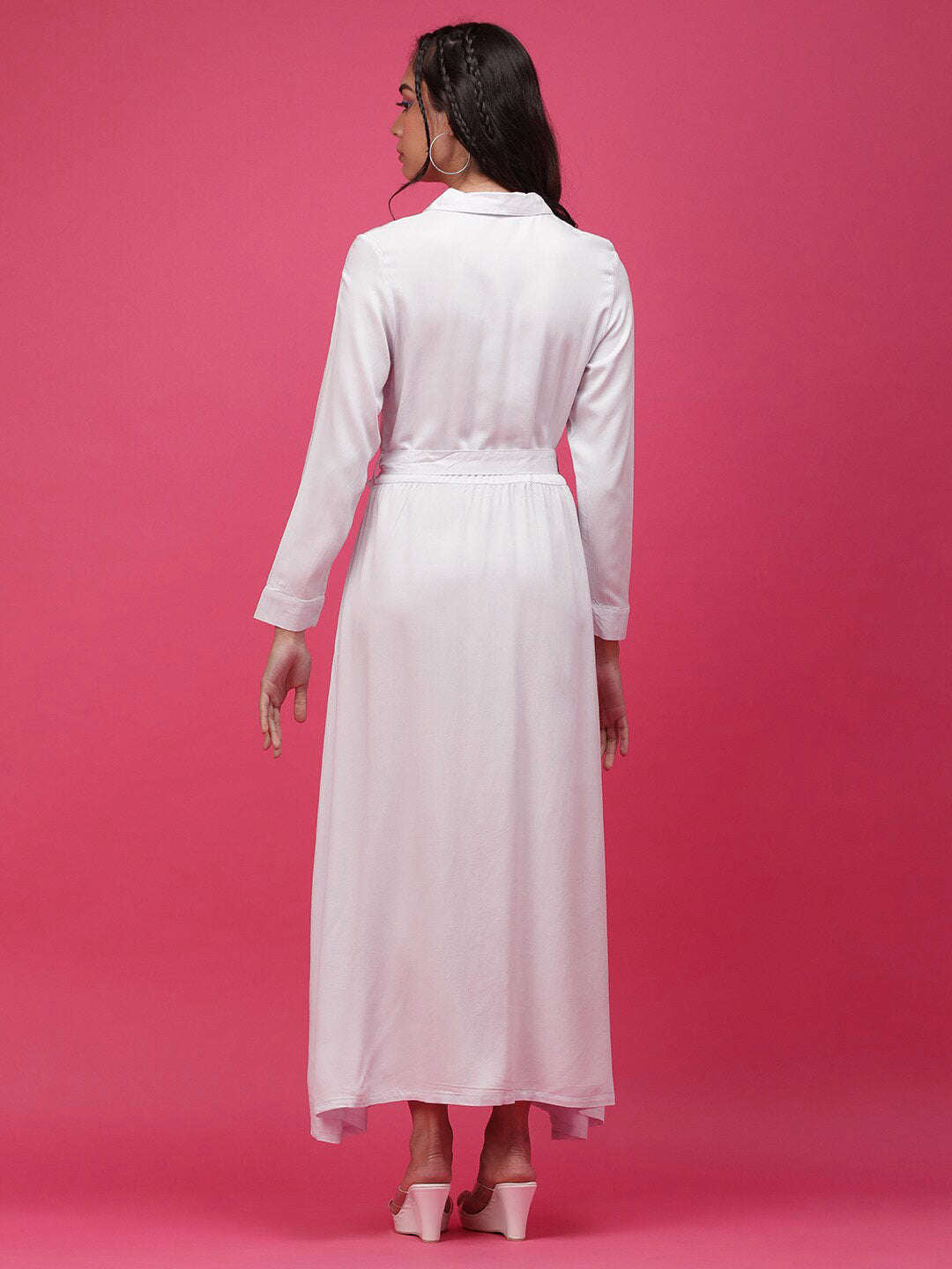 Women's Solid Long Shirt Dress