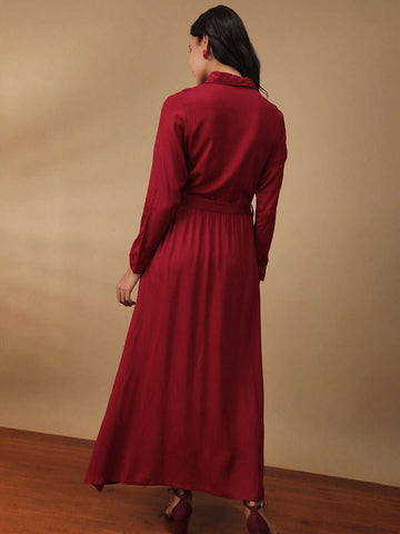 Women's Solid Long Shirt Dress