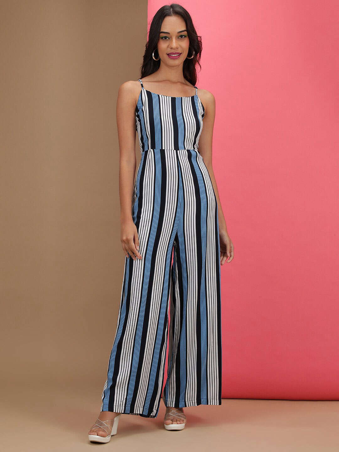 Women's Strappy Striped Jumpsuit