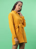 Women's Solid Shirt Dress With Front Tie-Up