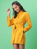 Women's Solid Shirt Dress With Front Tie-Up