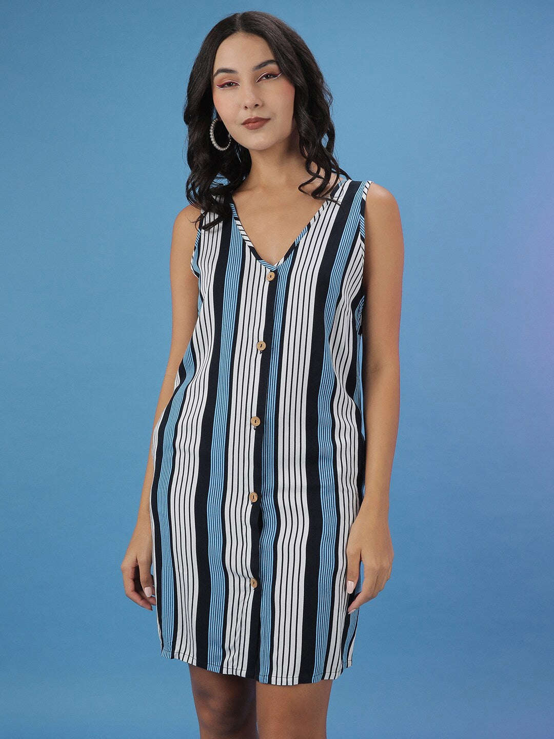 Women's Printed Striped A-Line Dress