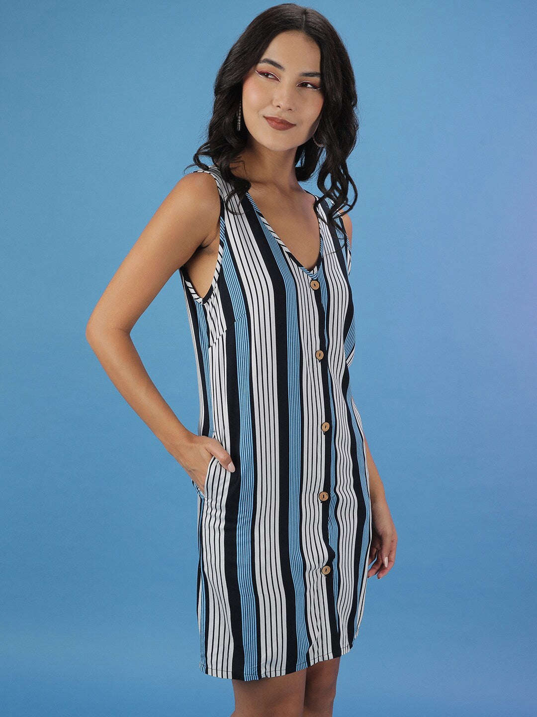 Women's Printed Striped A-Line Dress