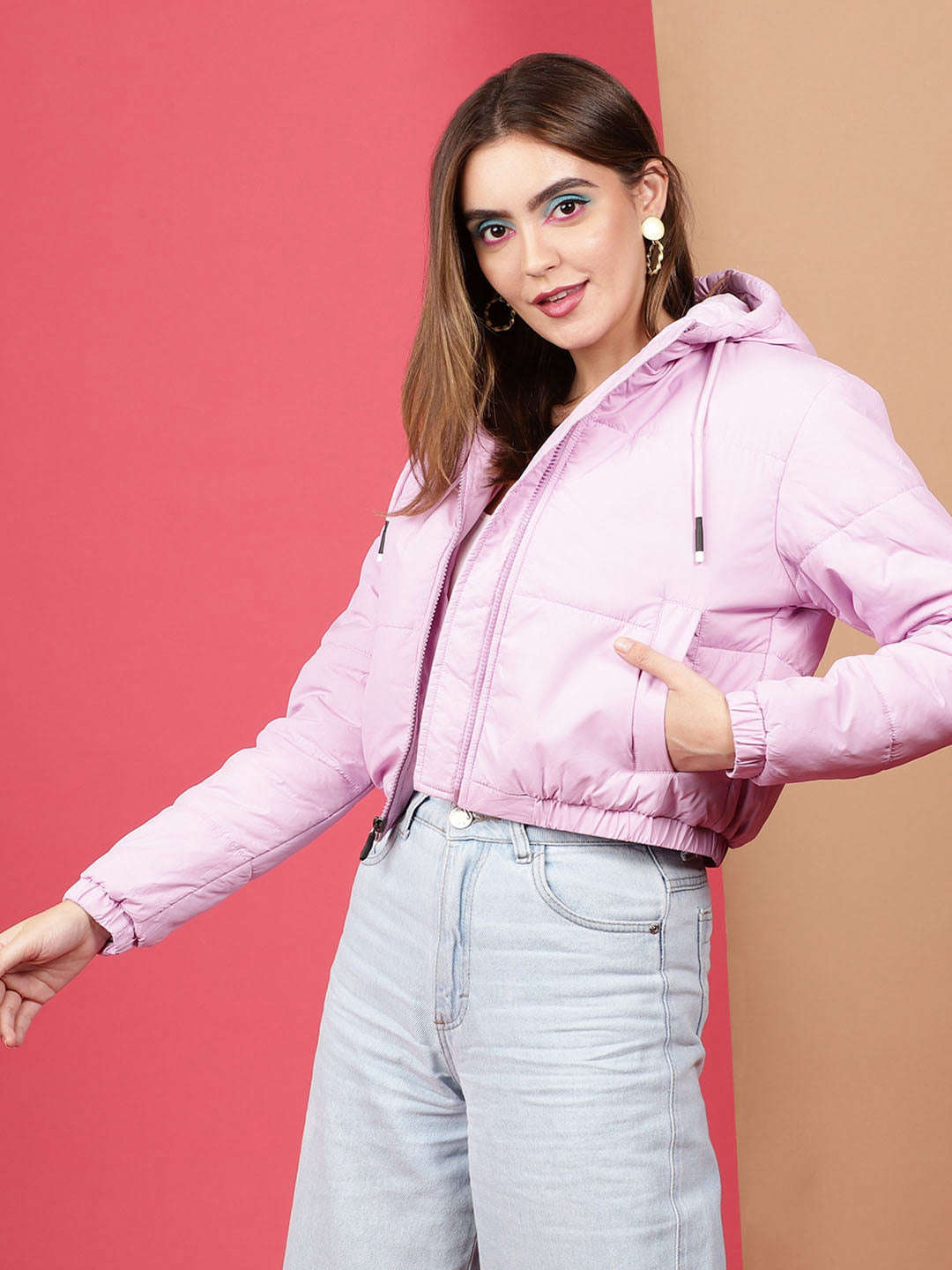 Women's Crop Jacket With Hood