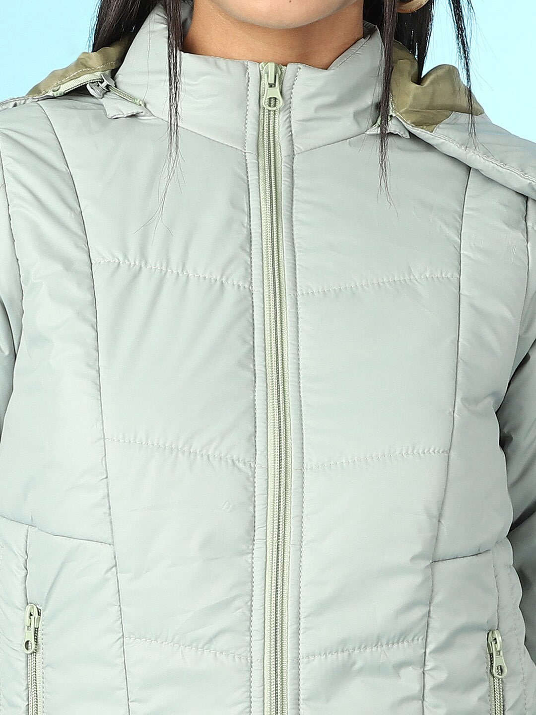 Women's Quilted Hooded Jacket With Faux Fur