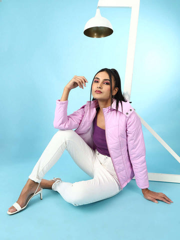 Women's Quilted Hooded Jacket With Faux Fur