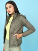 Women's Quilted Hooded Jacket With Faux Fur