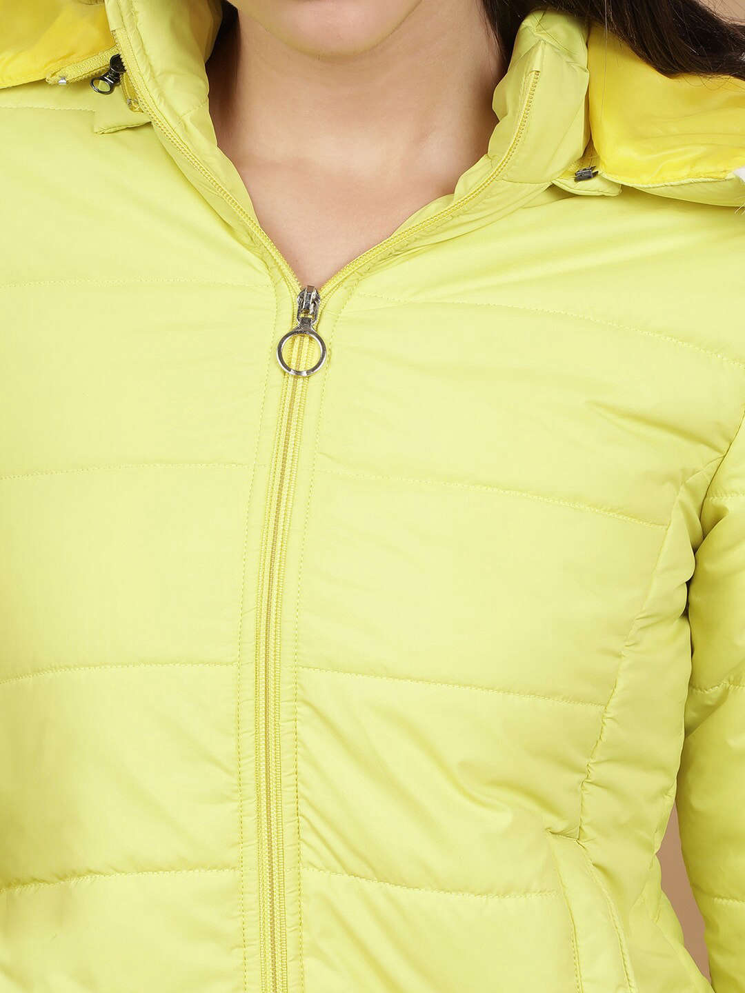 Women's Shaped Puffer Jacket With Fur Insert At Hood