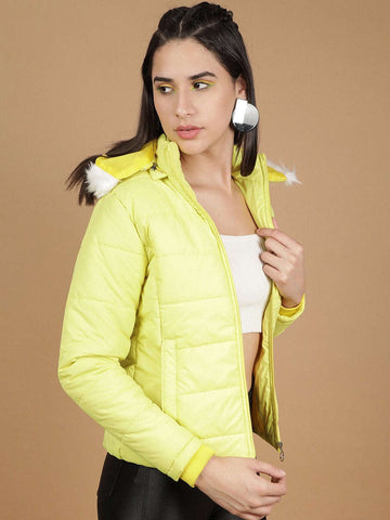 Women's Shaped Puffer Jacket With Fur Insert At Hood