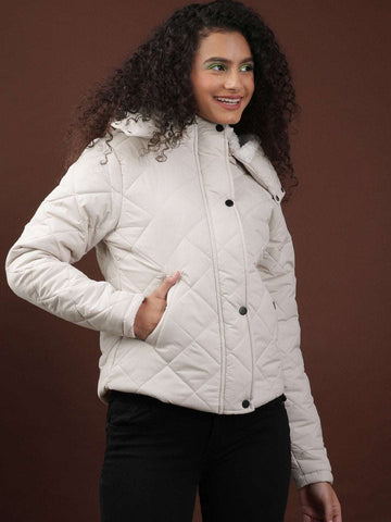 Women's Curved Jacket With Sherpa Lining At Hood