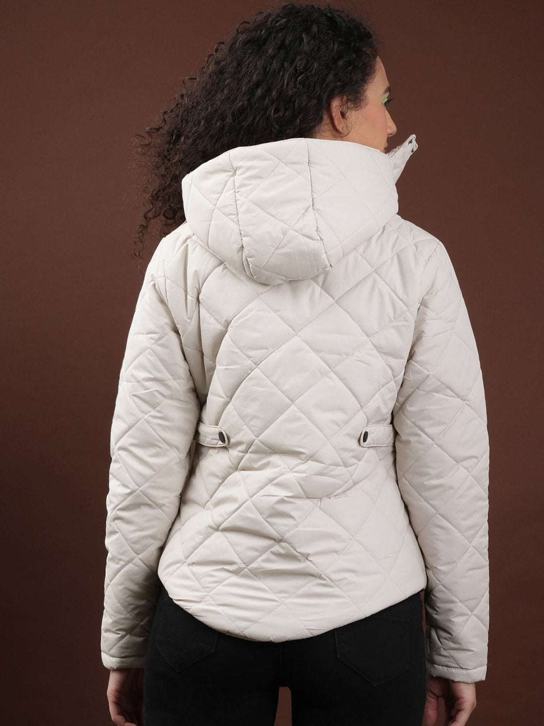 Women's Curved Jacket With Sherpa Lining At Hood