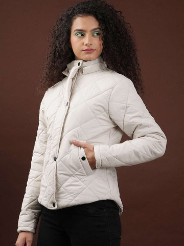 Women's Curved Jacket With Sherpa Lining At Hood