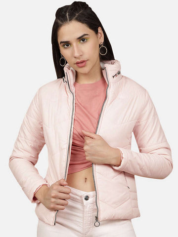 Women's High Neck Zip Front Puffer Jacket