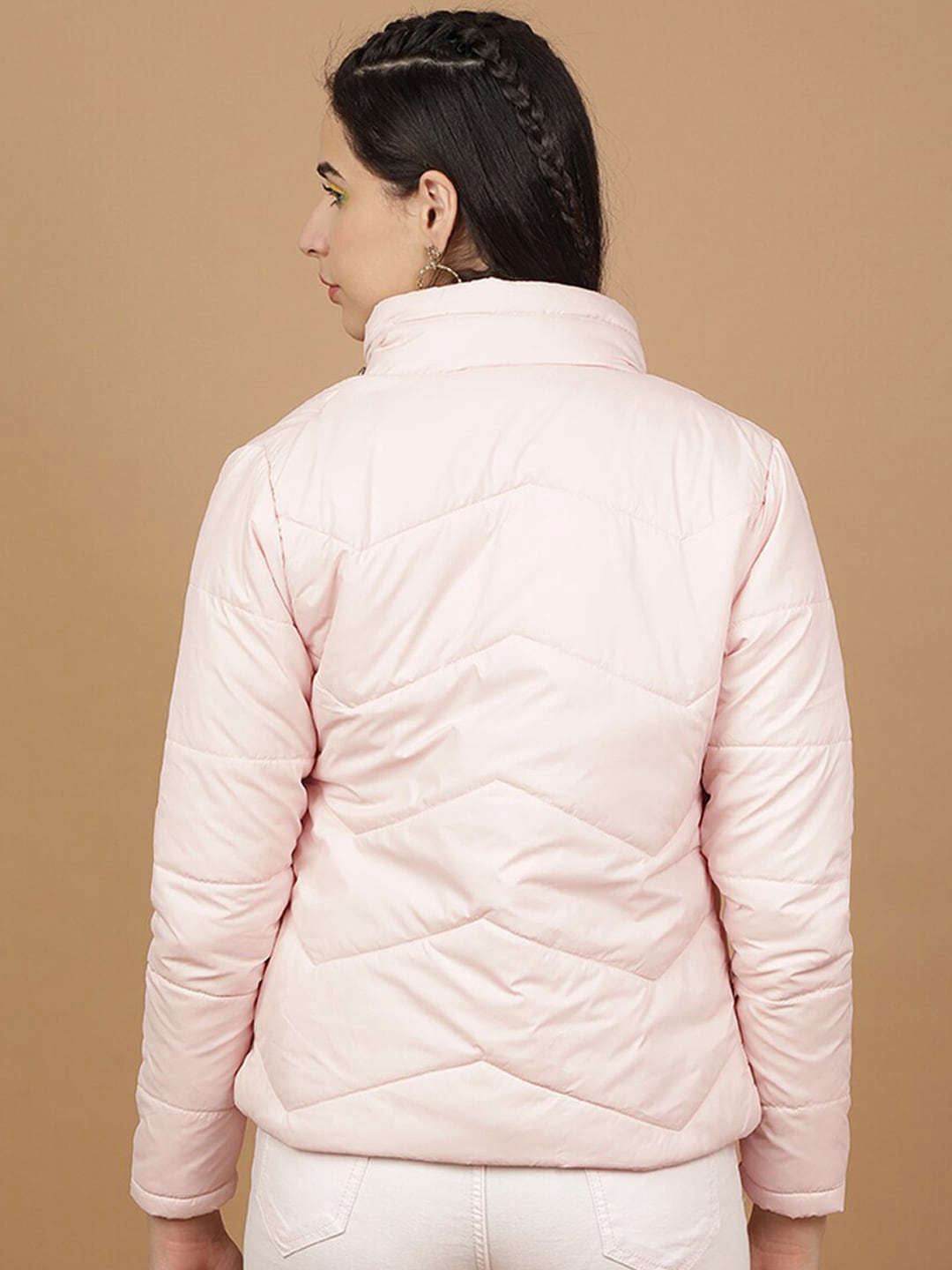 Women's High Neck Zip Front Puffer Jacket
