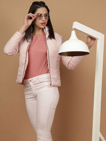 Women's High Neck Zip Front Puffer Jacket