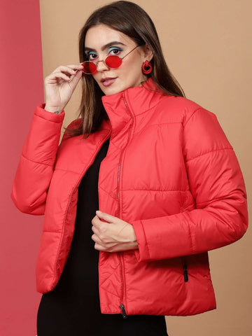 Women's High Neck Curved Jacket