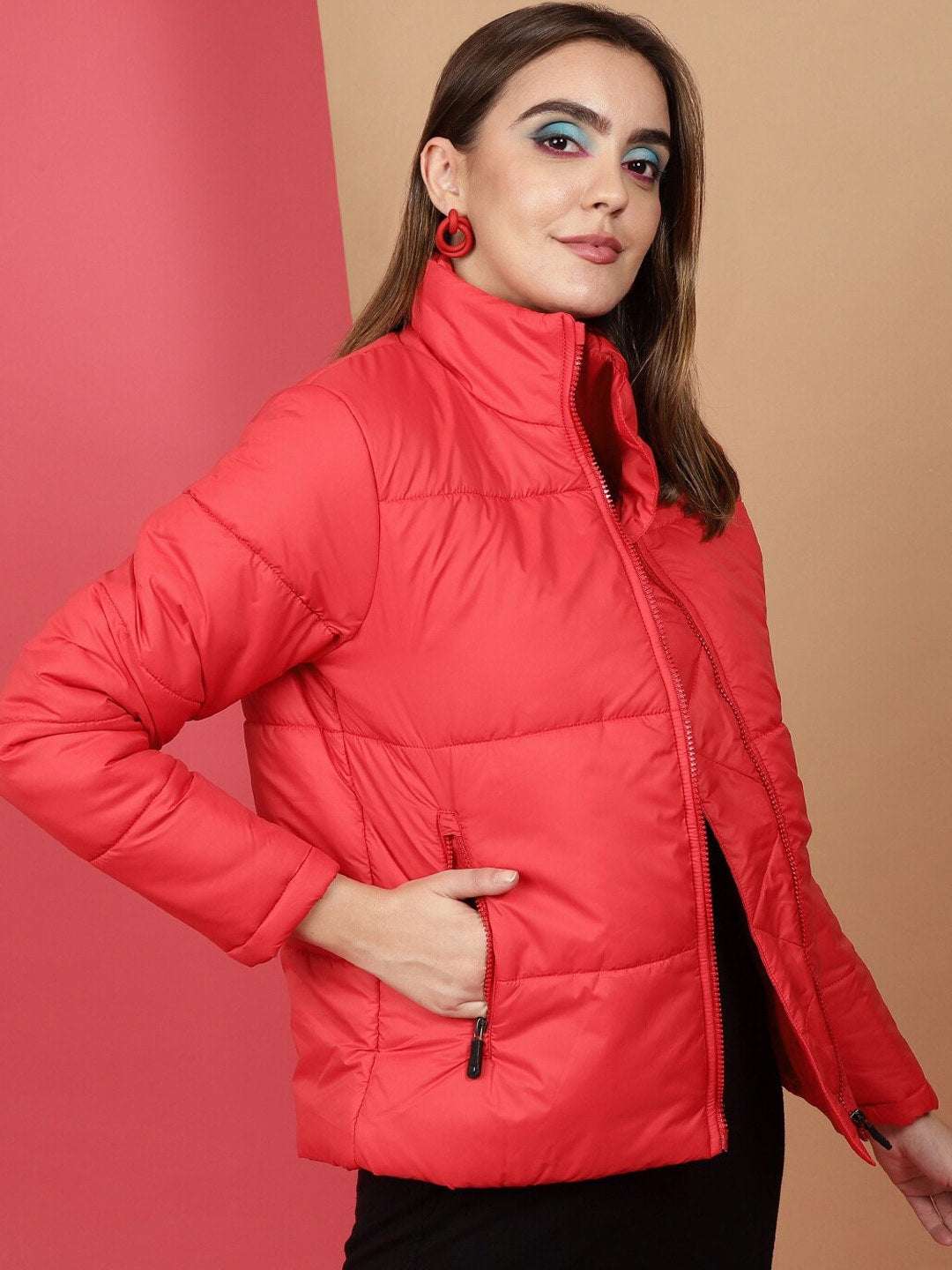 Women's High Neck Curved Jacket