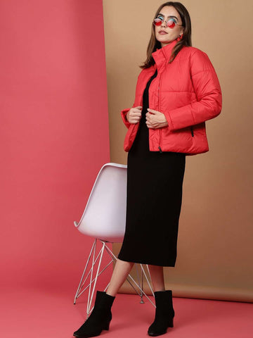 Women's High Neck Curved Jacket