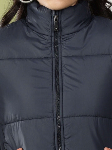 Women's High Neck Curved Jacket