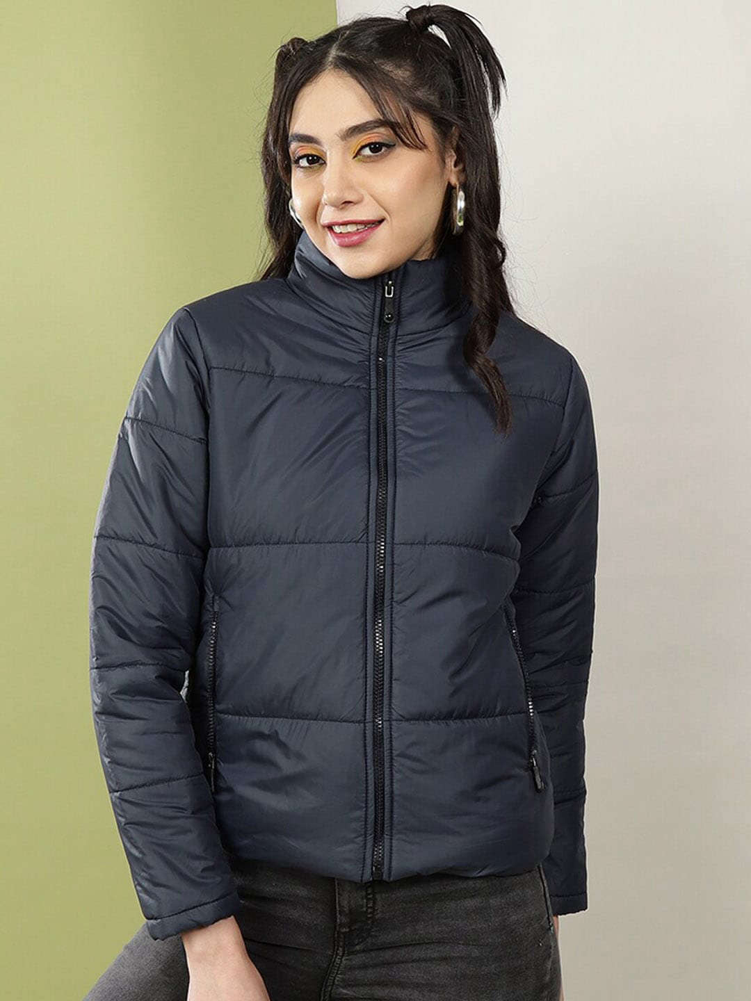 Women's High Neck Curved Jacket