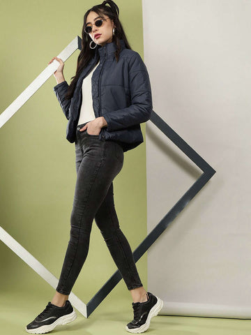 Women's High Neck Curved Jacket