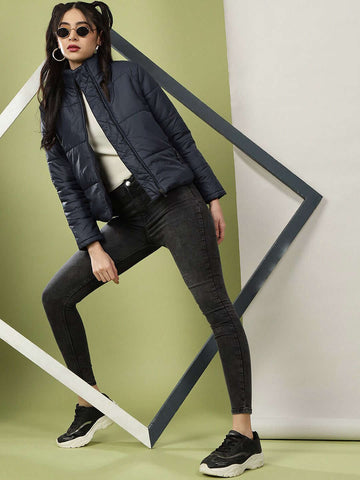 Women's High Neck Curved Jacket