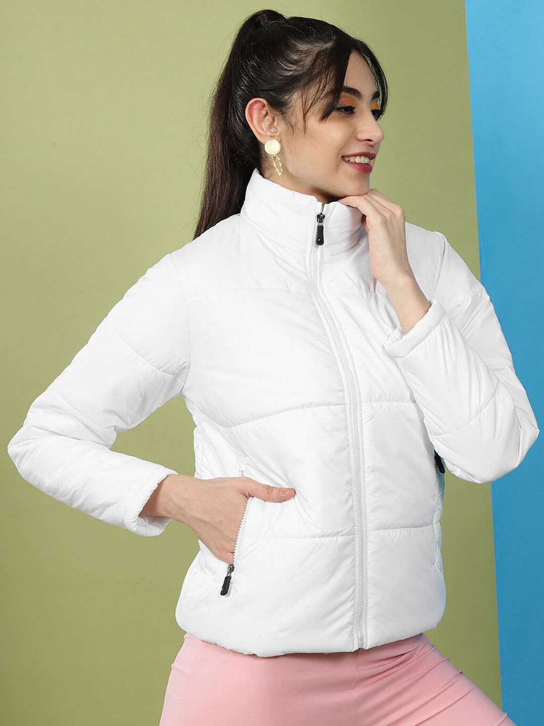 Women's High Neck Curved Jacket