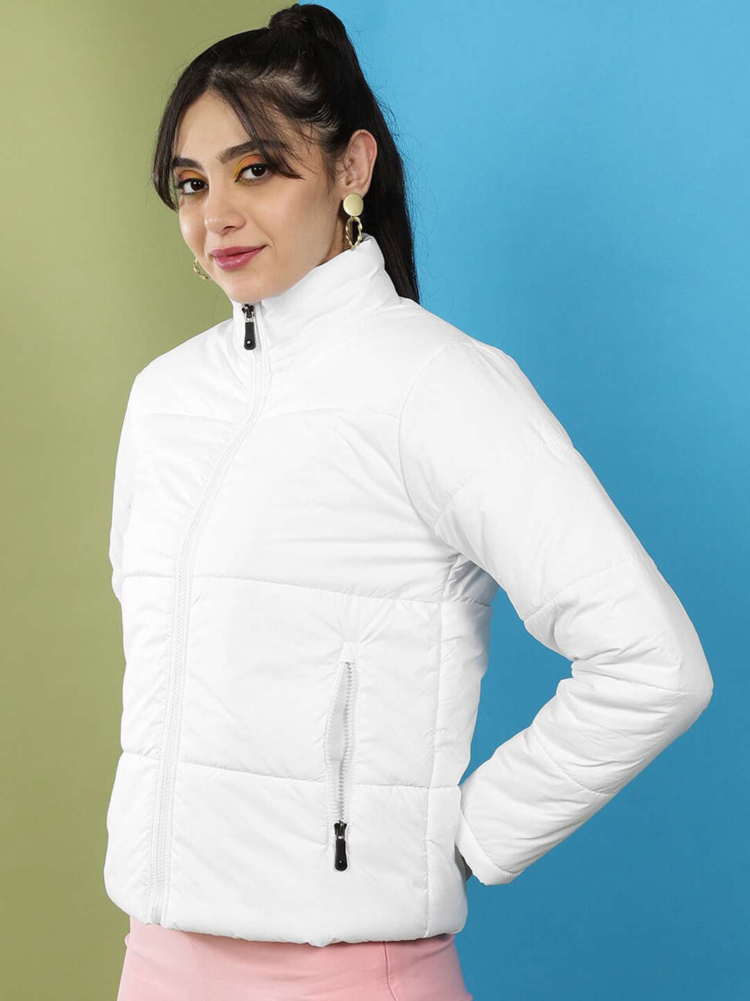 Women's High Neck Curved Jacket