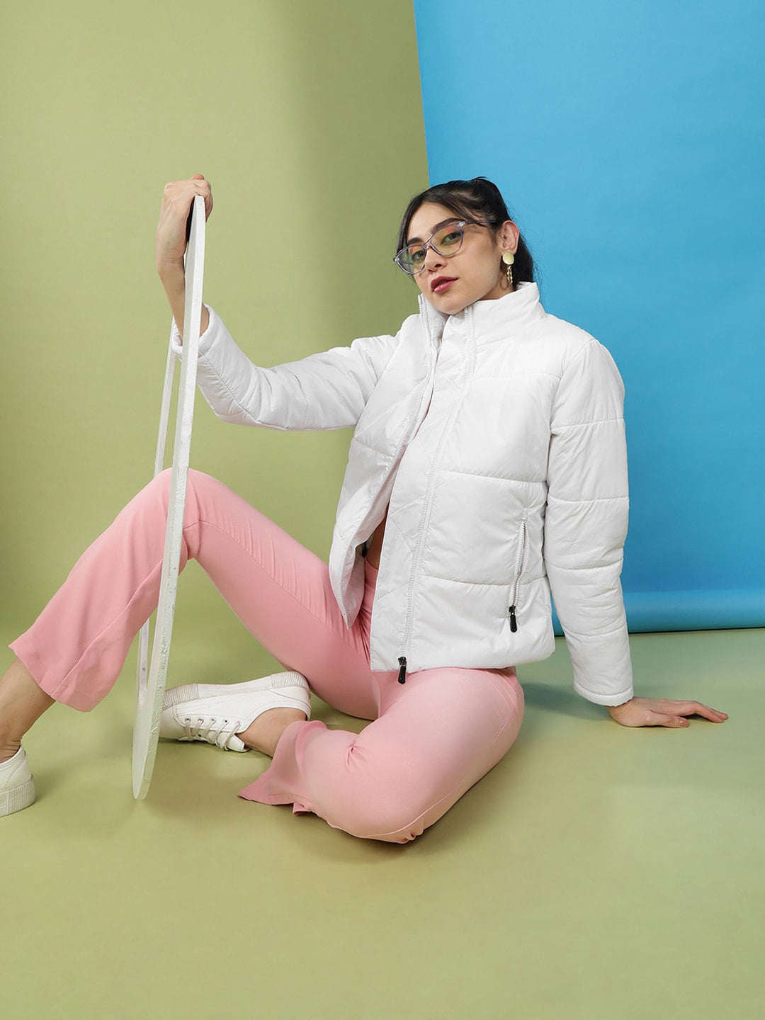 Women's High Neck Curved Jacket